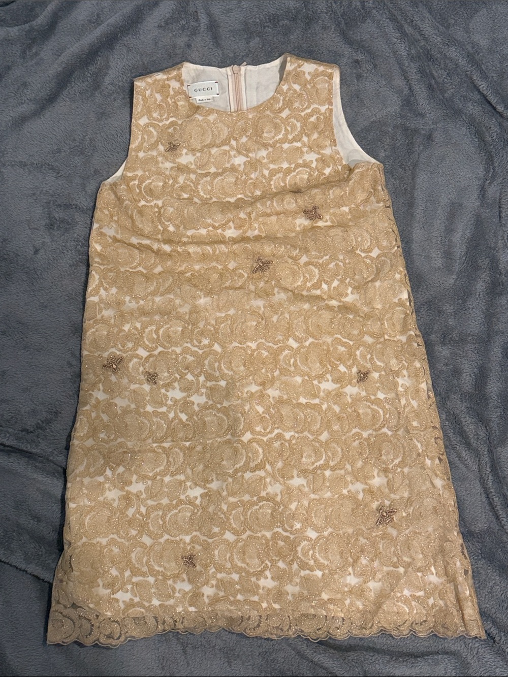 Gucci Girls' Gold Lace Shift Dress